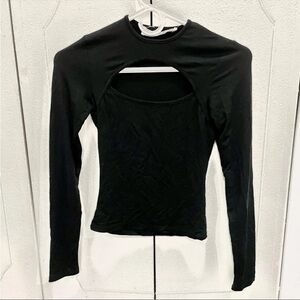 NWOT Emma & Sam Black Chest Cut Out Long Sleeve Tee